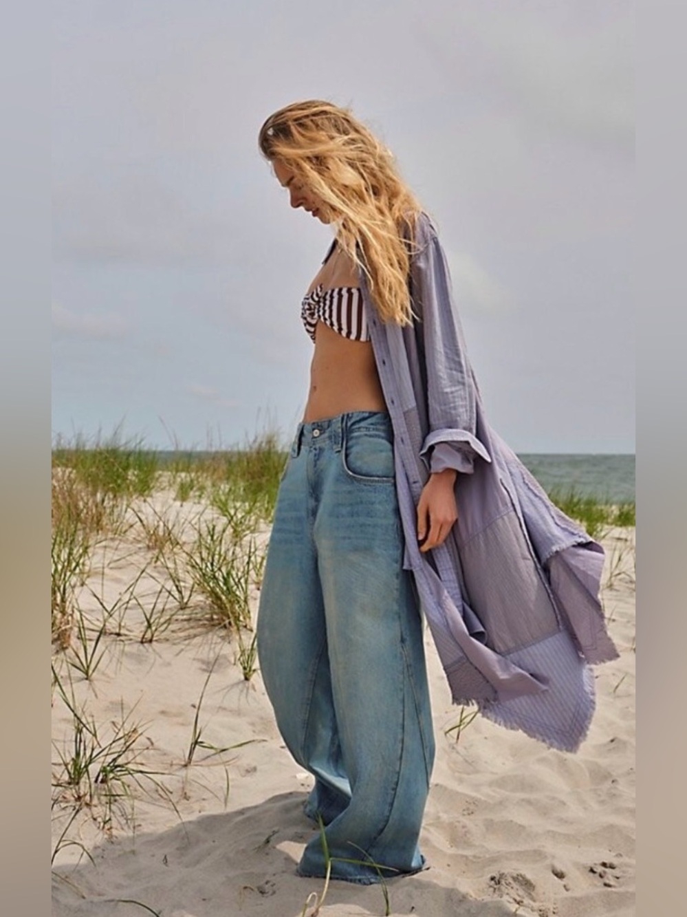 NWT FREE PEOPLE WE THE FREE Chill Vibes Wide Leg Jeans 27‎